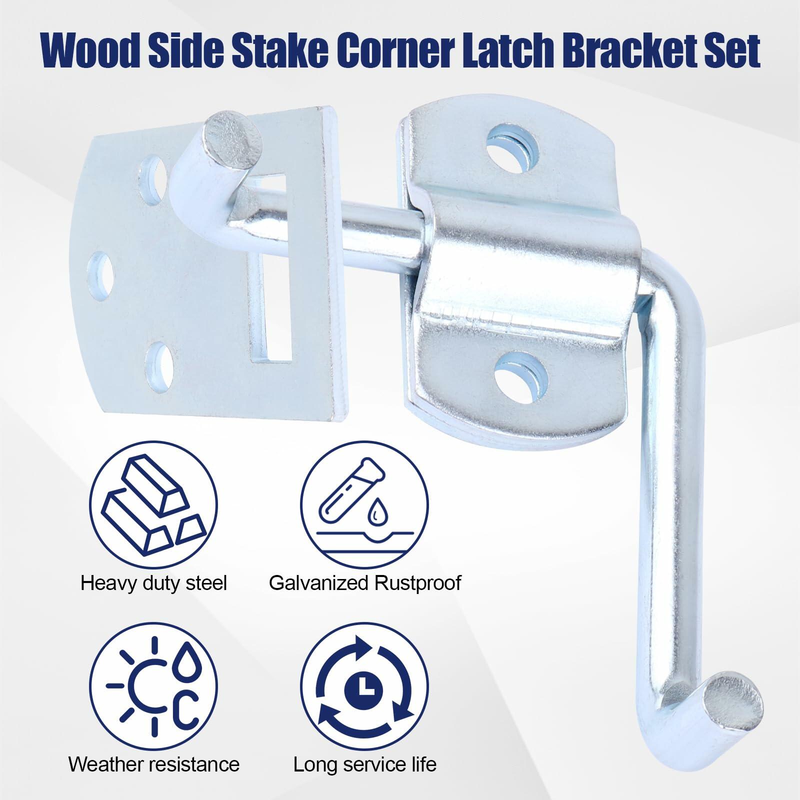 2 PCS Corner Gate Latch Bracket Set, Corner Side Gate, Stake Bed Latches Bracket