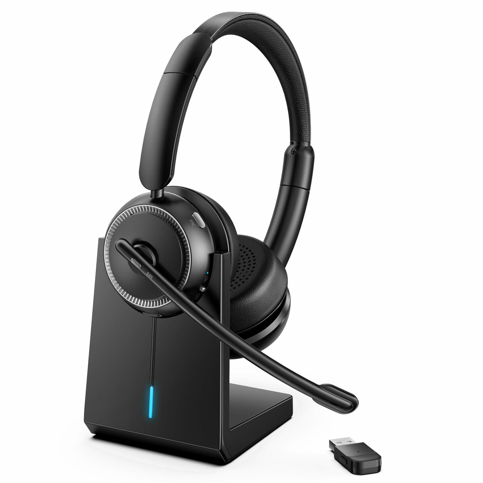 Upgrade ANC & ENC Headset with Microphone for PC, Wireless Headset with Mic for