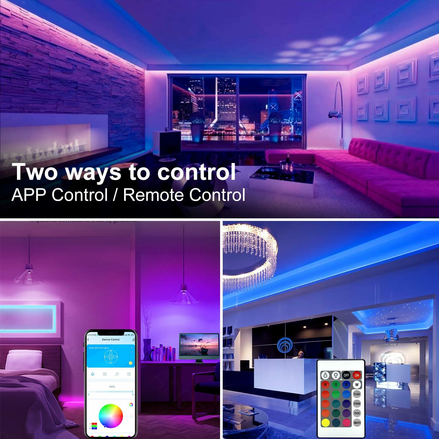 DAYBETTER LED Strip Lights 130ft Lights Strip for Bedroom, Desk, Indoor Room