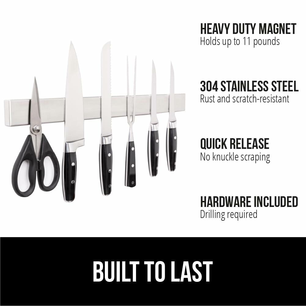GORILLA GRIP 304 Stainless Steel Magnetic Knife Holder for Wall, 18 in, Magnet