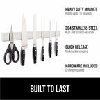 GORILLA GRIP 304 Stainless Steel Magnetic Knife Holder for Wall, 18 in, Magnet