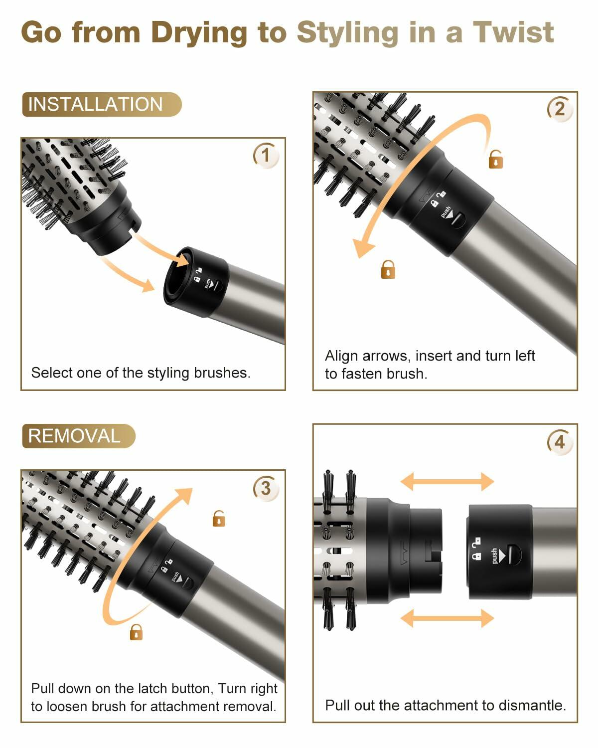 7MAGIC 6 in 1 Multi Hair Styler Dryer Brush, 110,000 RPM High-Speed, Negative