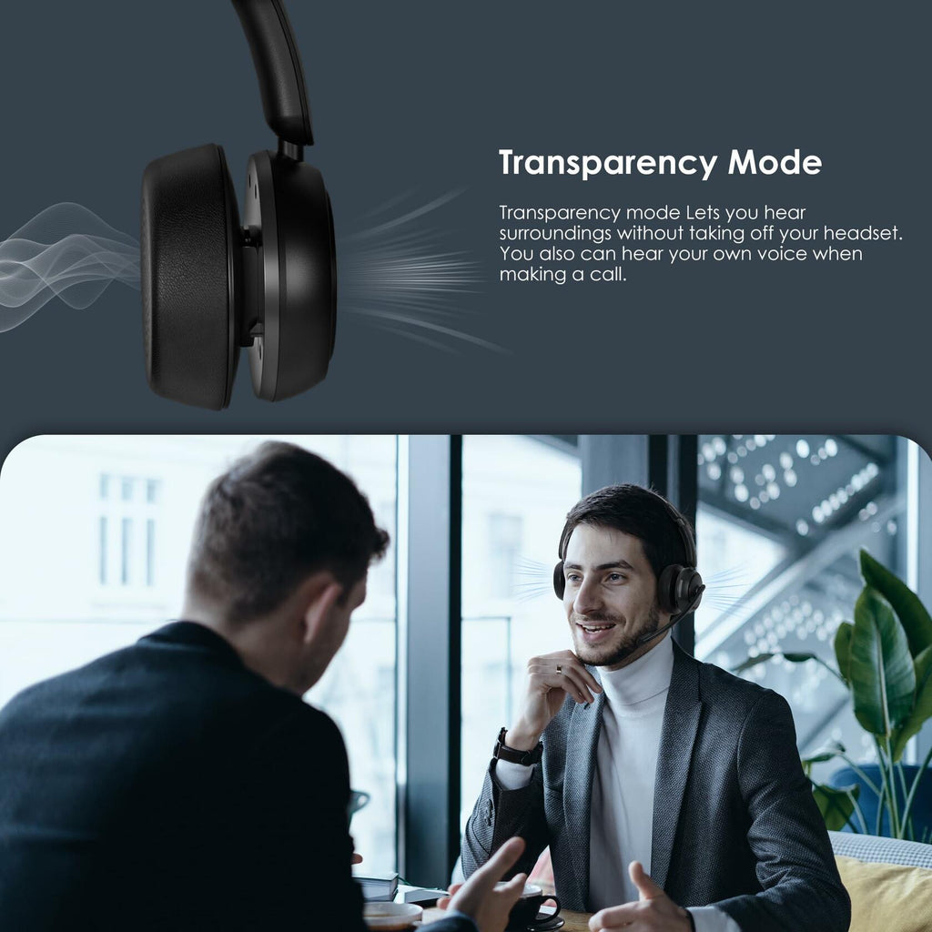 Upgrade ANC & ENC Headset with Microphone for PC, Wireless Headset with Mic for