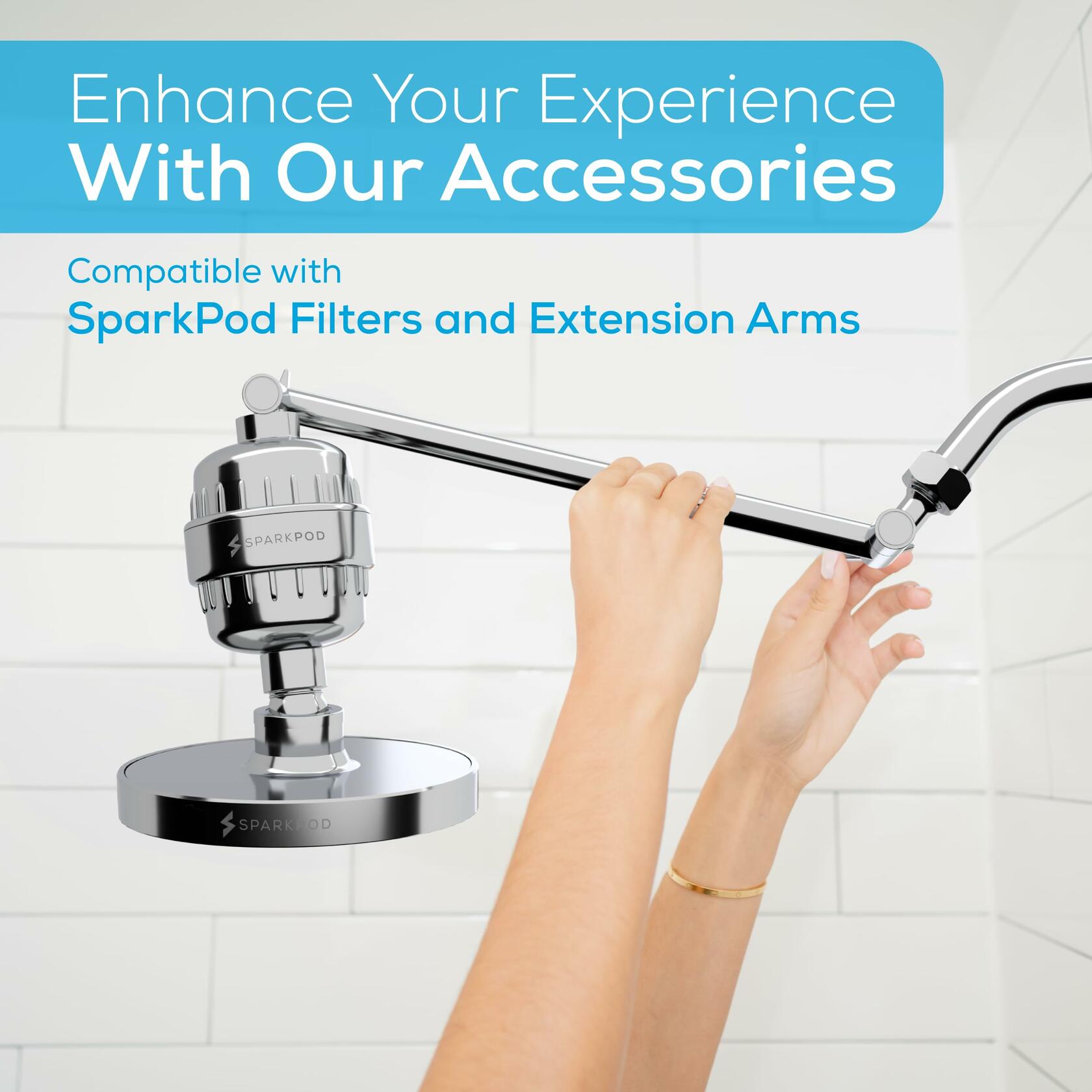 SparkPod Shower Head - High Pressure Rain - Premium Quality Luxury Design - Easy