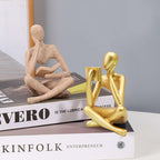 Jinkoozz Gold Reading Women Statue, Thinker Sculptures, Abstract Art Ornament,