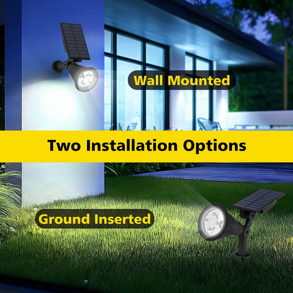 2 PACK T-SUN Solar Spotlights Outdoor, White LED Landscape Lights, Waterproof