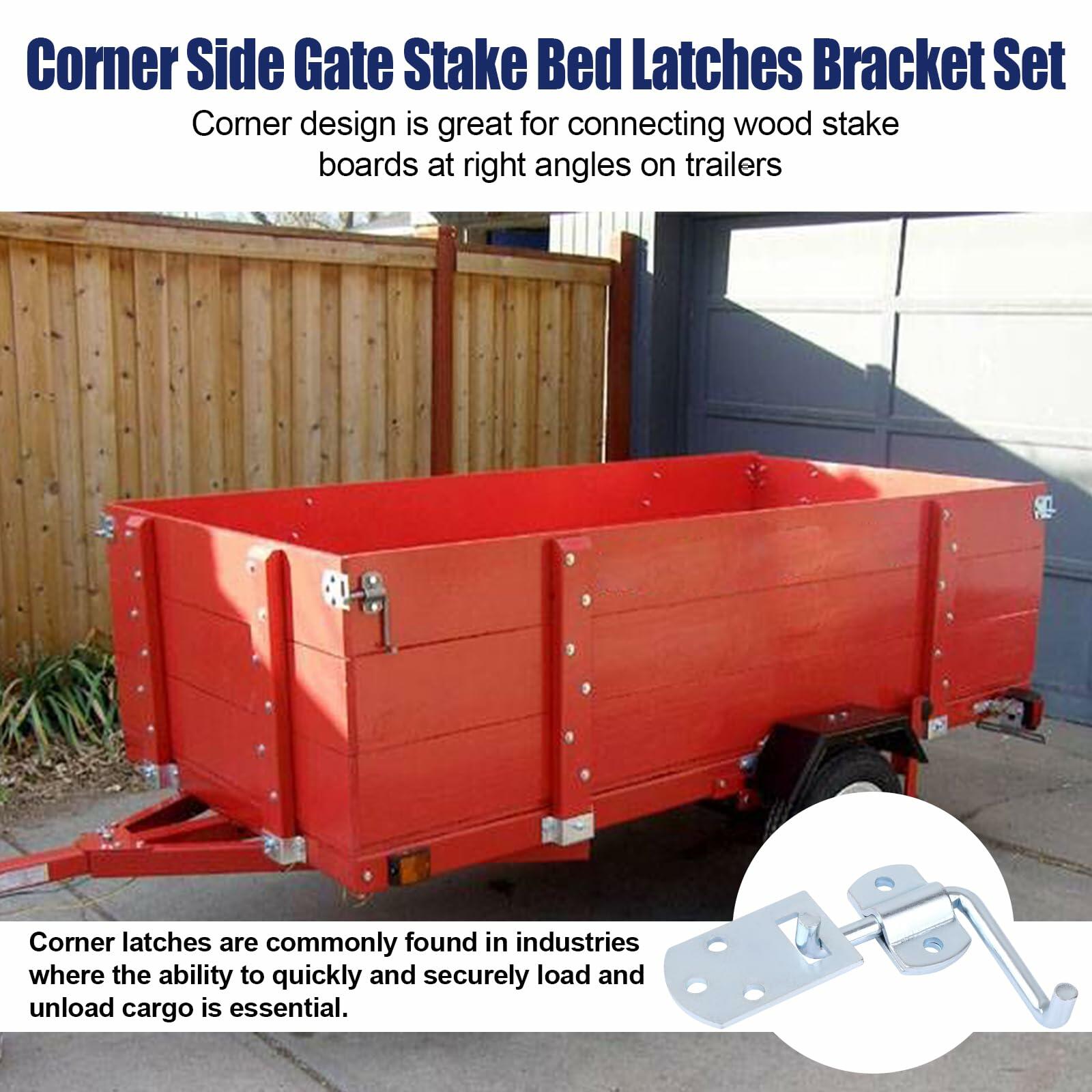 2 PCS Corner Gate Latch Bracket Set, Corner Side Gate, Stake Bed Latches Bracket