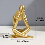 Jinkoozz Gold Reading Women Statue, Thinker Sculptures, Abstract Art Ornament,