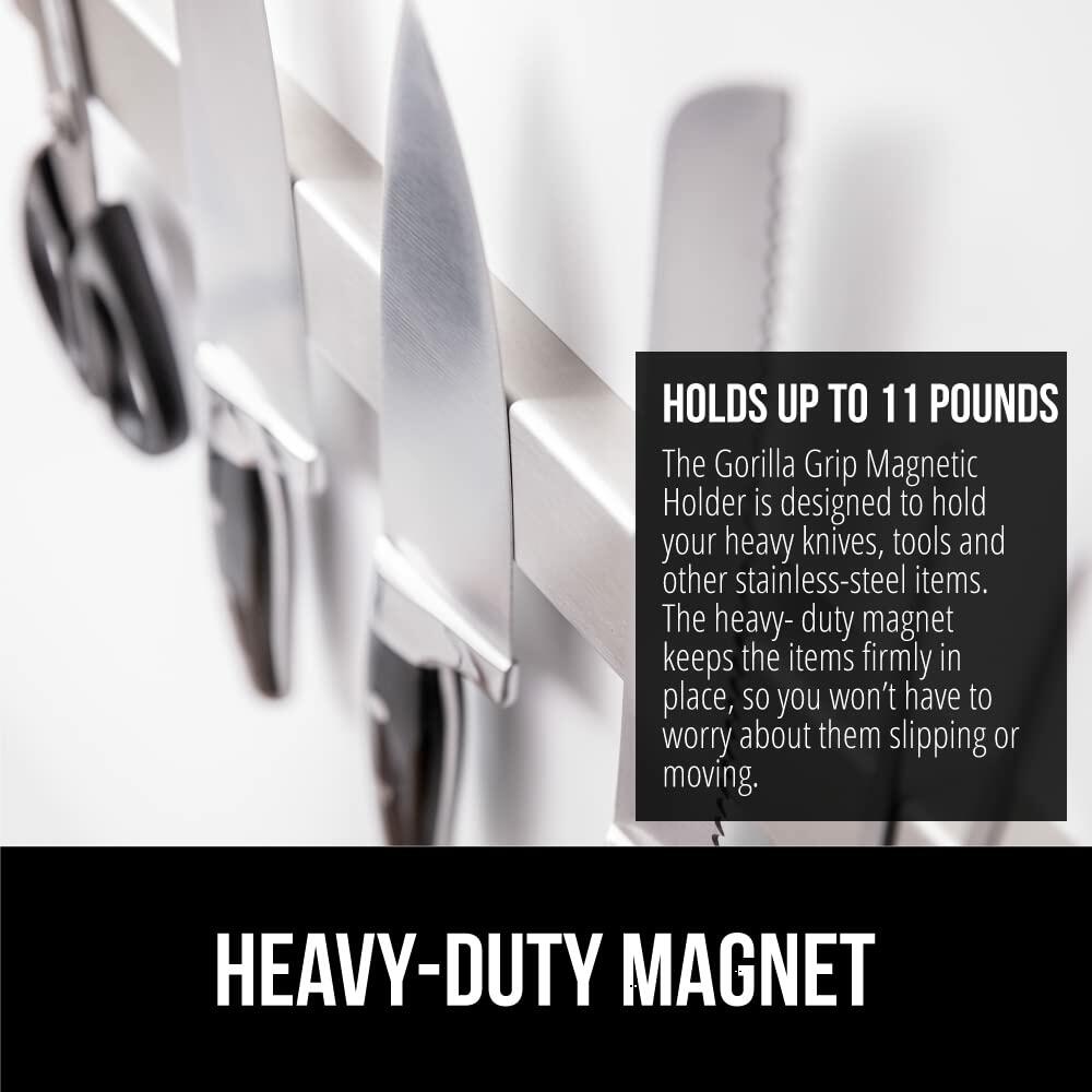GORILLA GRIP 304 Stainless Steel Magnetic Knife Holder for Wall, 18 in, Magnet