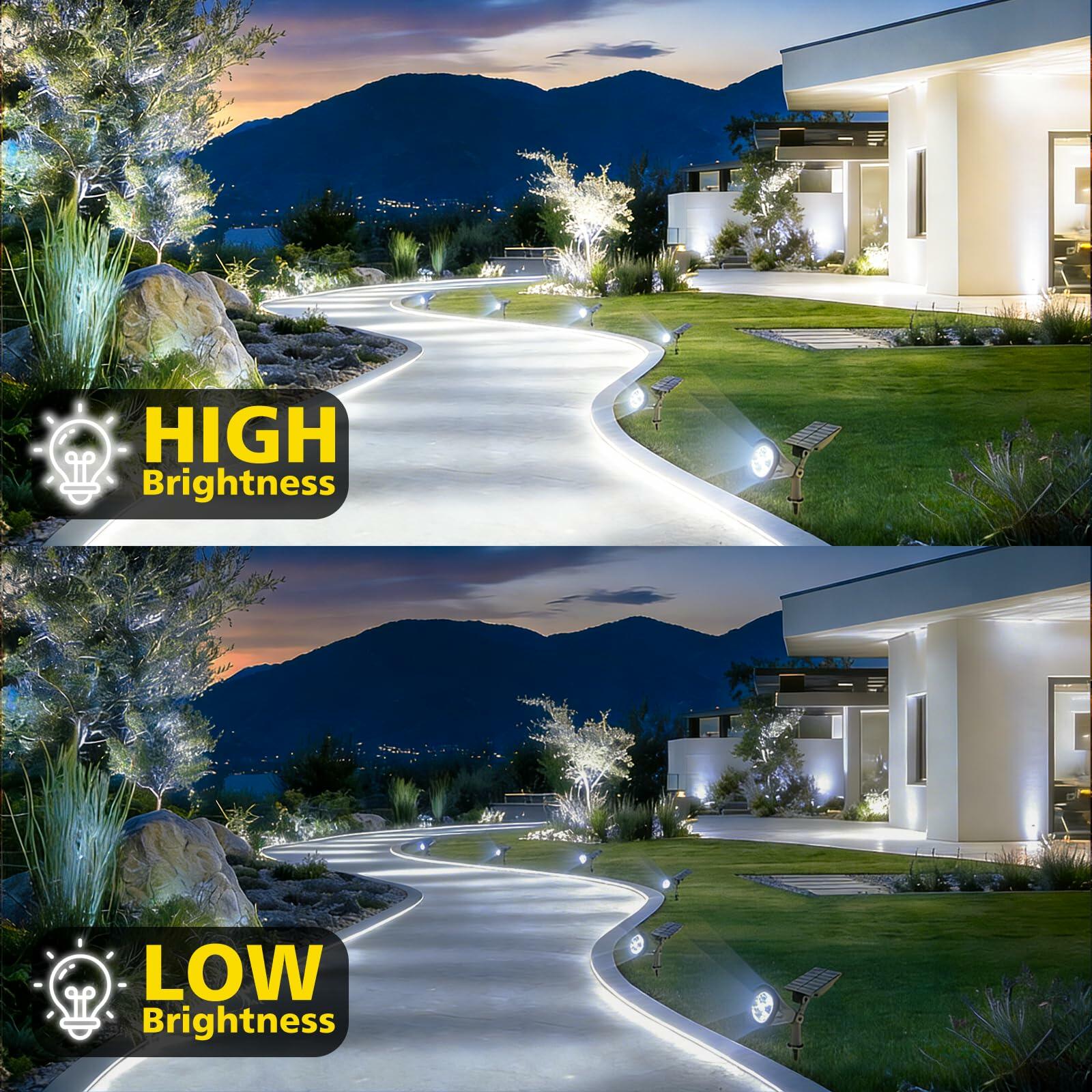2 PACK T-SUN Solar Spotlights Outdoor, White LED Landscape Lights, Waterproof
