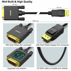 BENFEI DisplayPort to DVI 6 Feet Cable, DisplayPort to DVI Adapter Male to Male