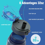 1 PACK Sahara Sailor Water Bottle 32oz, Durable and Leakproof Water Bottles