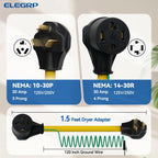 ELEGRP 1.5FT Dryer Adapter Cord NEMA 10-30P to 14-30R, 3 Prong Old House to 4