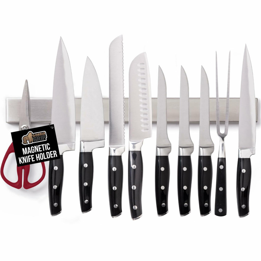 GORILLA GRIP 304 Stainless Steel Magnetic Knife Holder for Wall, 18 in, Magnet