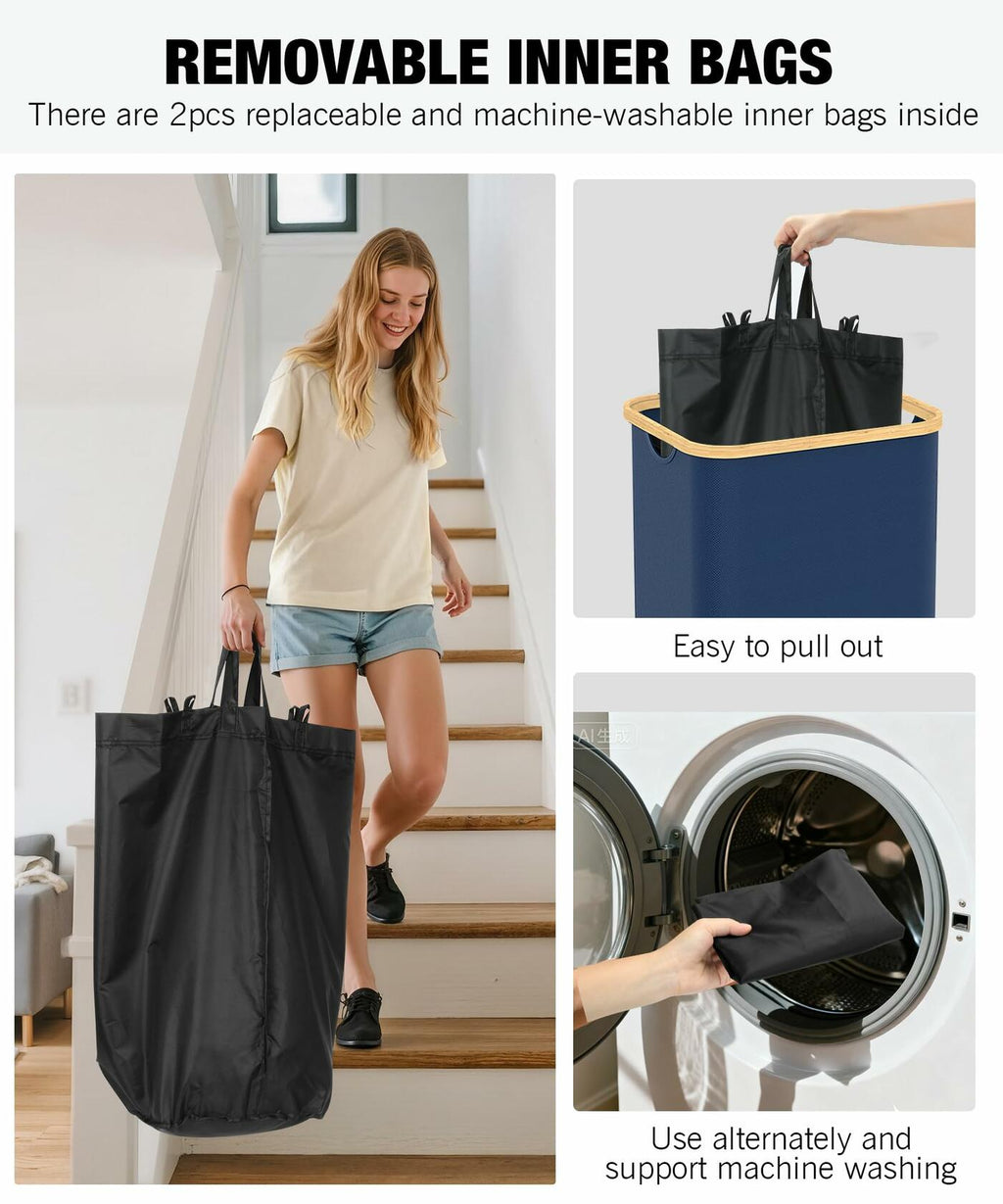 Blue Recycling Bins for Kitchen 26 Gallon (100L) Recycle Bin with lid, Indoor