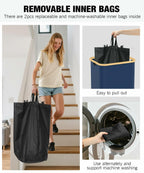 Blue Recycling Bins for Kitchen 26 Gallon (100L) Recycle Bin with lid, Indoor