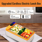 Rechargeable Electric Heated Lunch Box - Cordless Battery Powered Portable Food
