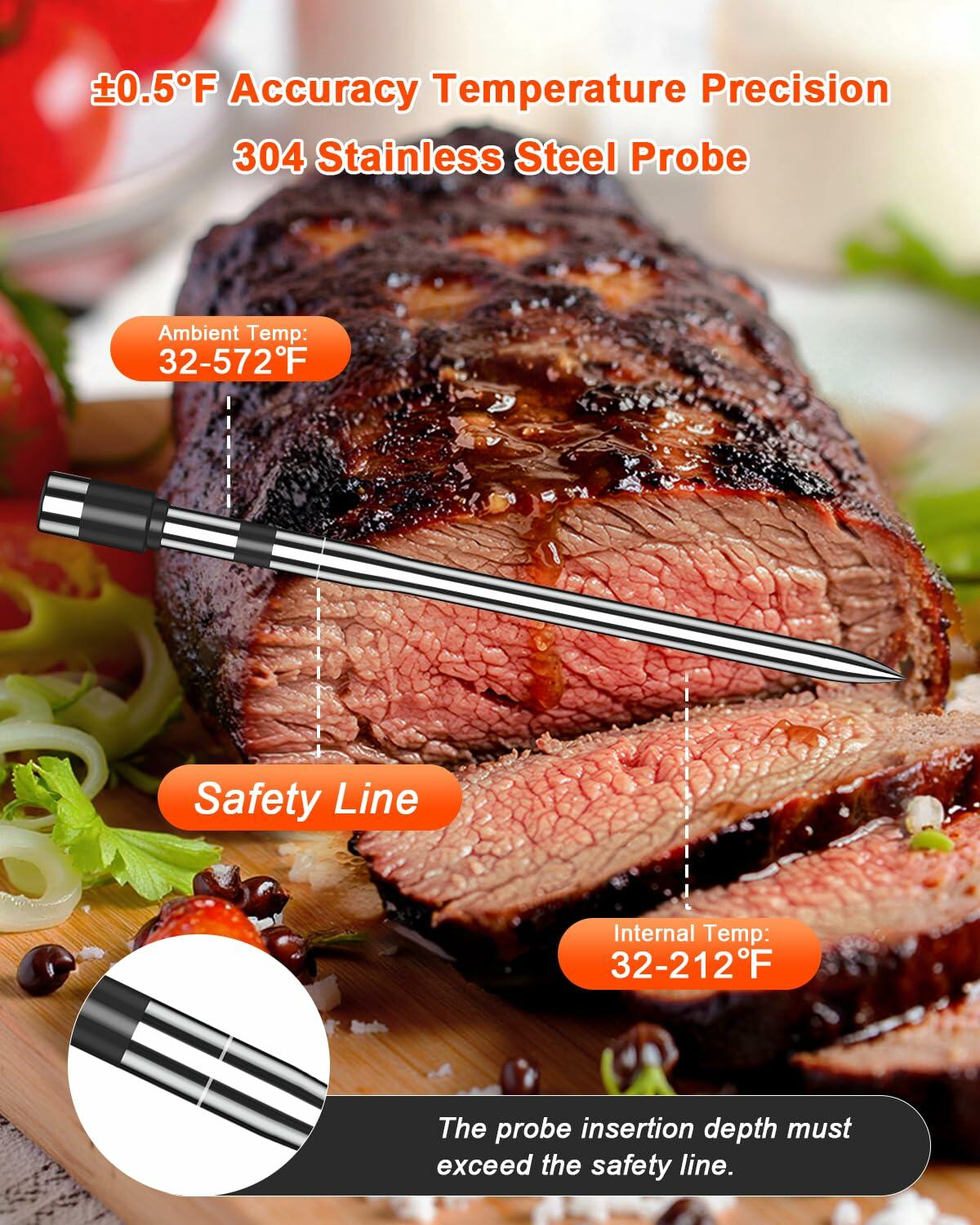 Wireless Meat Thermometer with 2 Probes & 800Ft Range - Smart Bluetooth BBQ