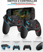 Pro Controllers Accessories Bundle for Nintendo Switch 2 18-in-1: Carrying Case,