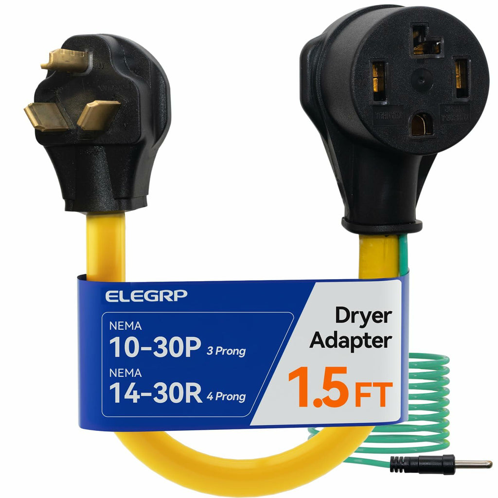 ELEGRP 1.5FT Dryer Adapter Cord NEMA 10-30P to 14-30R, 3 Prong Old House to 4