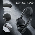 Upgrade ANC & ENC Headset with Microphone for PC, Wireless Headset with Mic for