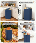 Blue Recycling Bins for Kitchen 26 Gallon (100L) Recycle Bin with lid, Indoor