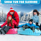 2 PACK ZMLM Snow Tubes for Kids, Plastic Snow Sleds with Handles, Inflatable