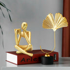 Jinkoozz Gold Reading Women Statue, Thinker Sculptures, Abstract Art Ornament,