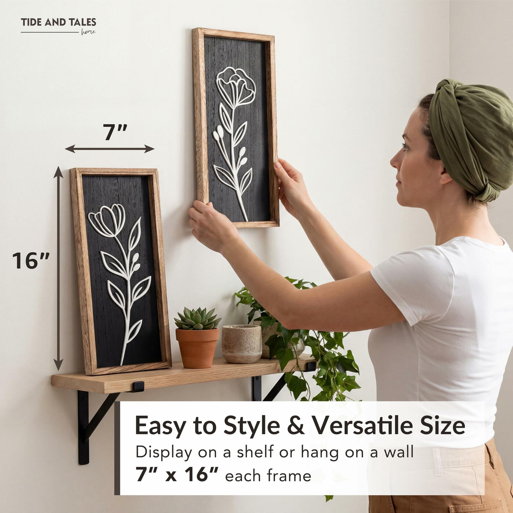 3D Vintage Black Living Room Decor (Set of 2) Lightweight, Wooden Ready-to-Hang