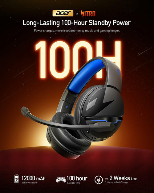 Acer 2.4GHz Flex Wireless Gaming Headset | Non-Stop 100H Battery | Dynamic 50mm