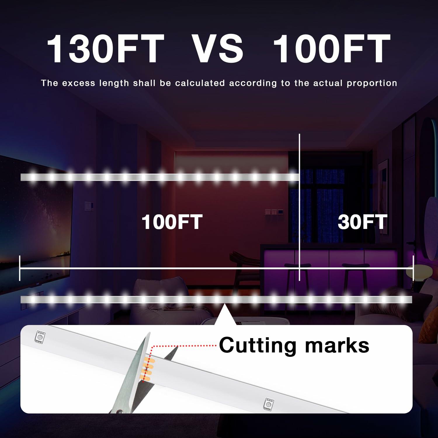 DAYBETTER LED Strip Lights 130ft Lights Strip for Bedroom, Desk, Indoor Room