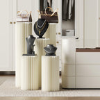 3 Pack Portable White Cylinder Stands for Party, 31.5", 23.6", 15.7" Height
