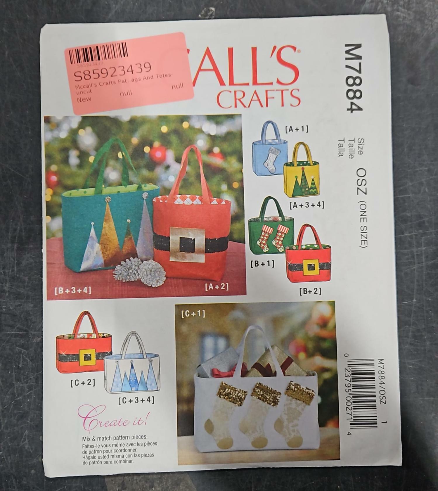 Mccall's Crafts Pattern M7884-christmas Bags And Totes-uncut