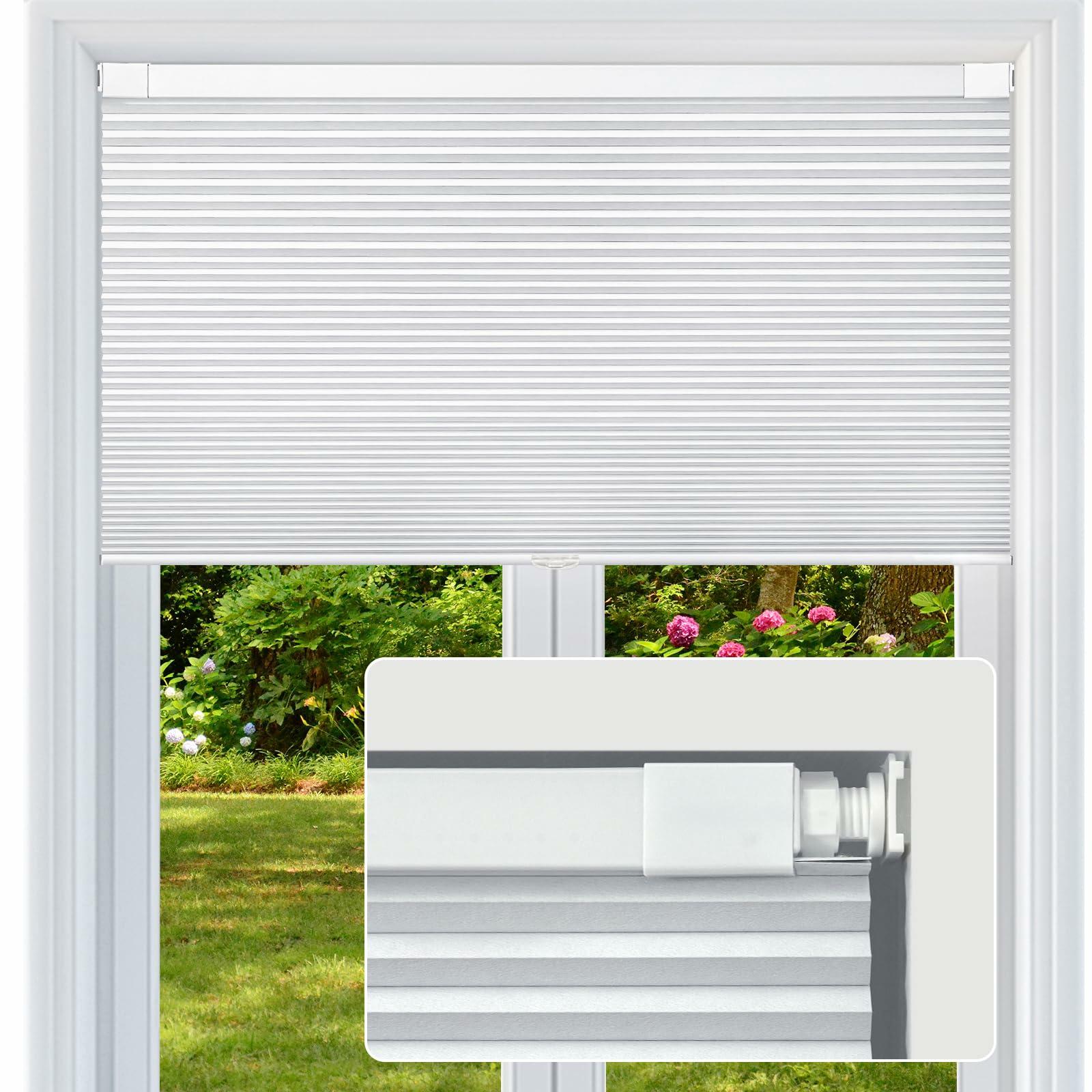 FabuBlinds 20" W x 48" H Cordless Cellular Shades, No Drill No Tools Honeycomb