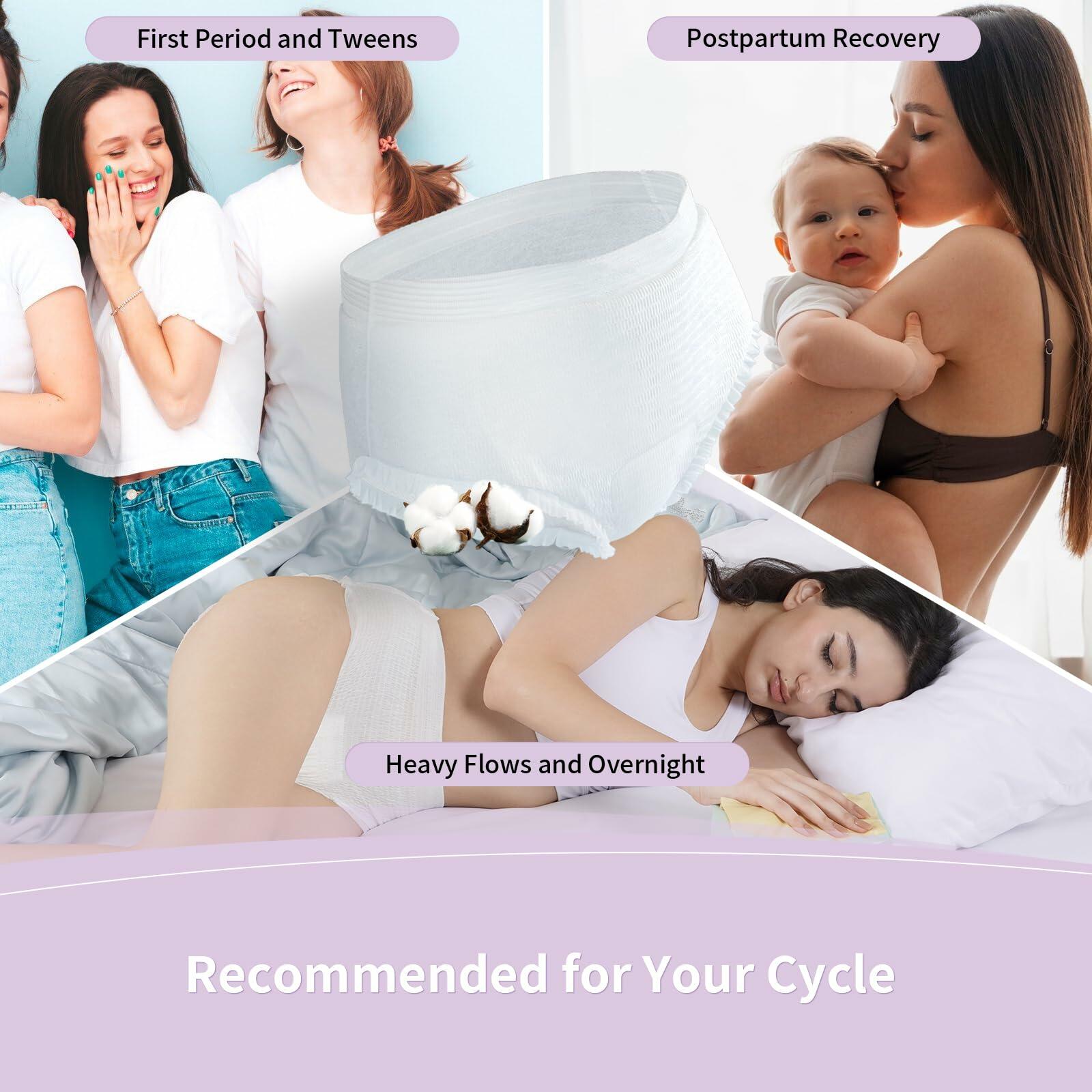 10 Count Organic Cotton Disposable Period Underwear for Women, Size L/XL