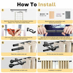 Adjustable Double Curtain Rods for Windows Set 30 to 57 Inch, Black Curtains Rod
