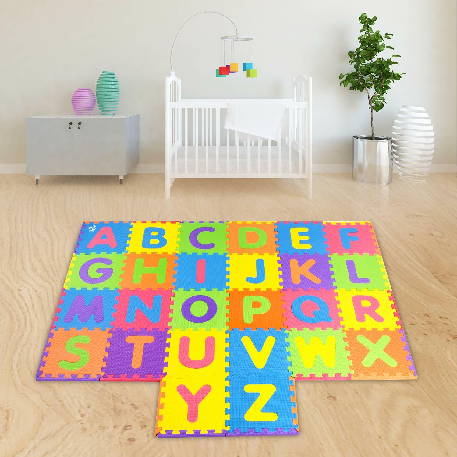 SAFEST Non Toxic Alphabet Puzzle Mat - THICKEST ABC Flooring Mat, 26 Tiles |