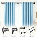 Adjustable Double Curtain Rods for Windows Set 30 to 57 Inch, Black Curtains Rod