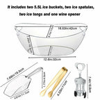 2 psc Ice Buckets for Parties,Ice Bucket Bowls with Scoops &Metal Wine Bottle