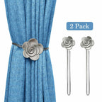 Lewondr Curtain Tie Magnetic, Vintage Resin Flower Curtain Holdback with Rope