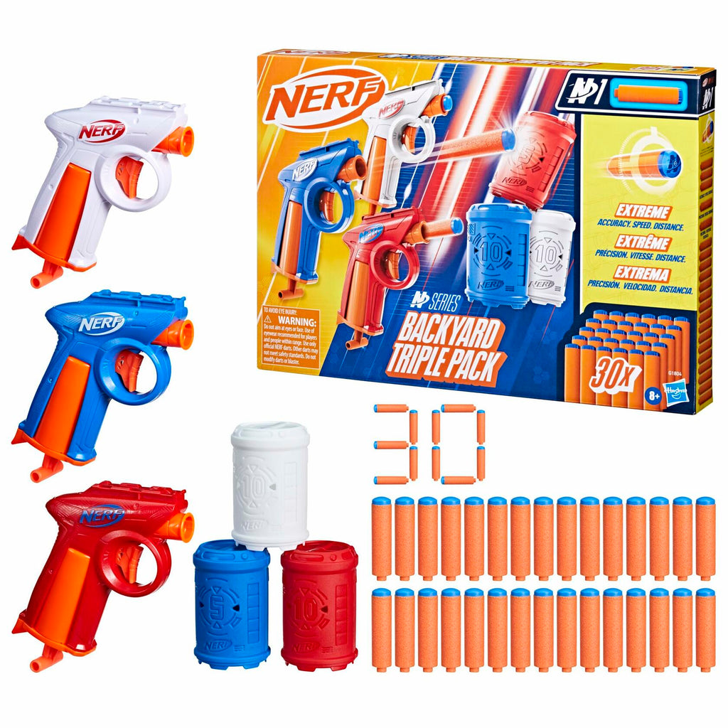 Nerf N Series Backyard Triple Pack Includes 3 Flex Blasters, 3 Targets, 30 N1