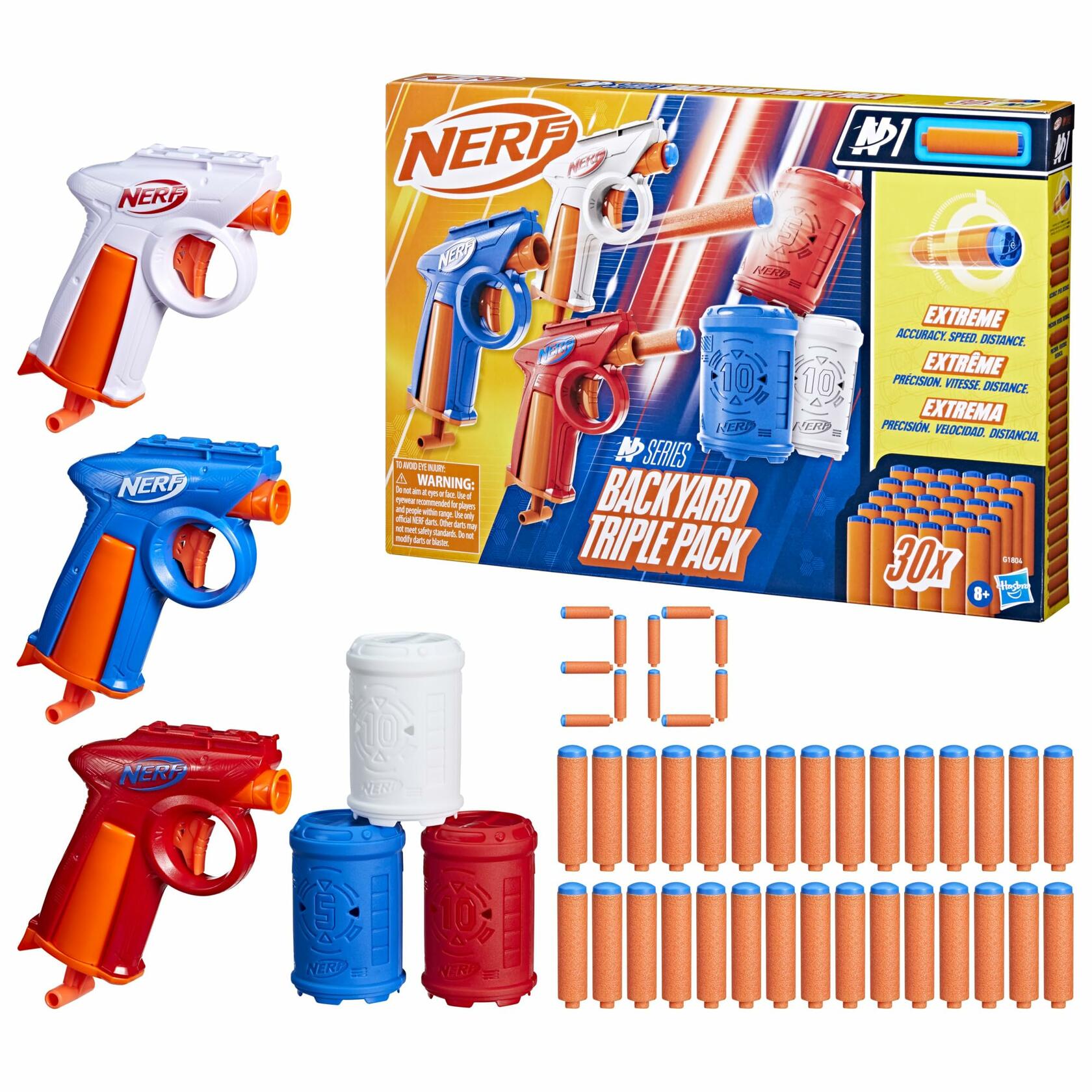 Nerf N Series Backyard Triple Pack Includes 3 Flex Blasters, 3 Targets, 30 N1