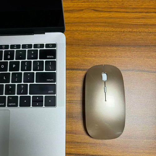 PeiBO Bluetooth 5.2 Wireless Mouse, Gold, Rechargeable, Ergonomic Design,