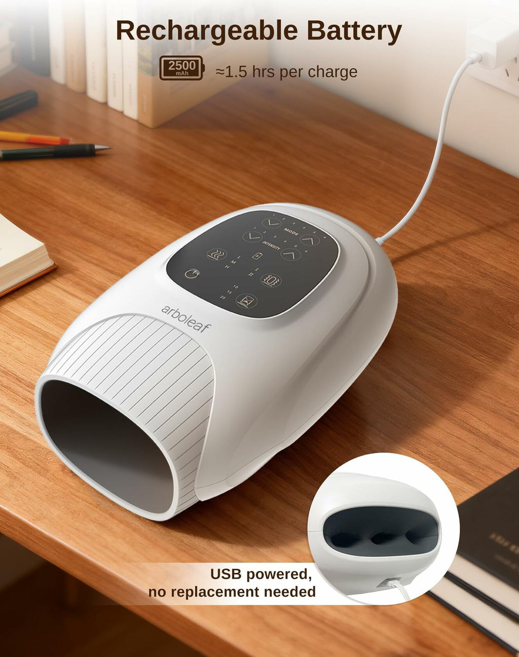 arboleaf Hand Massager with Heat and Compression, for Women Men Mom Dad, 6 Modes