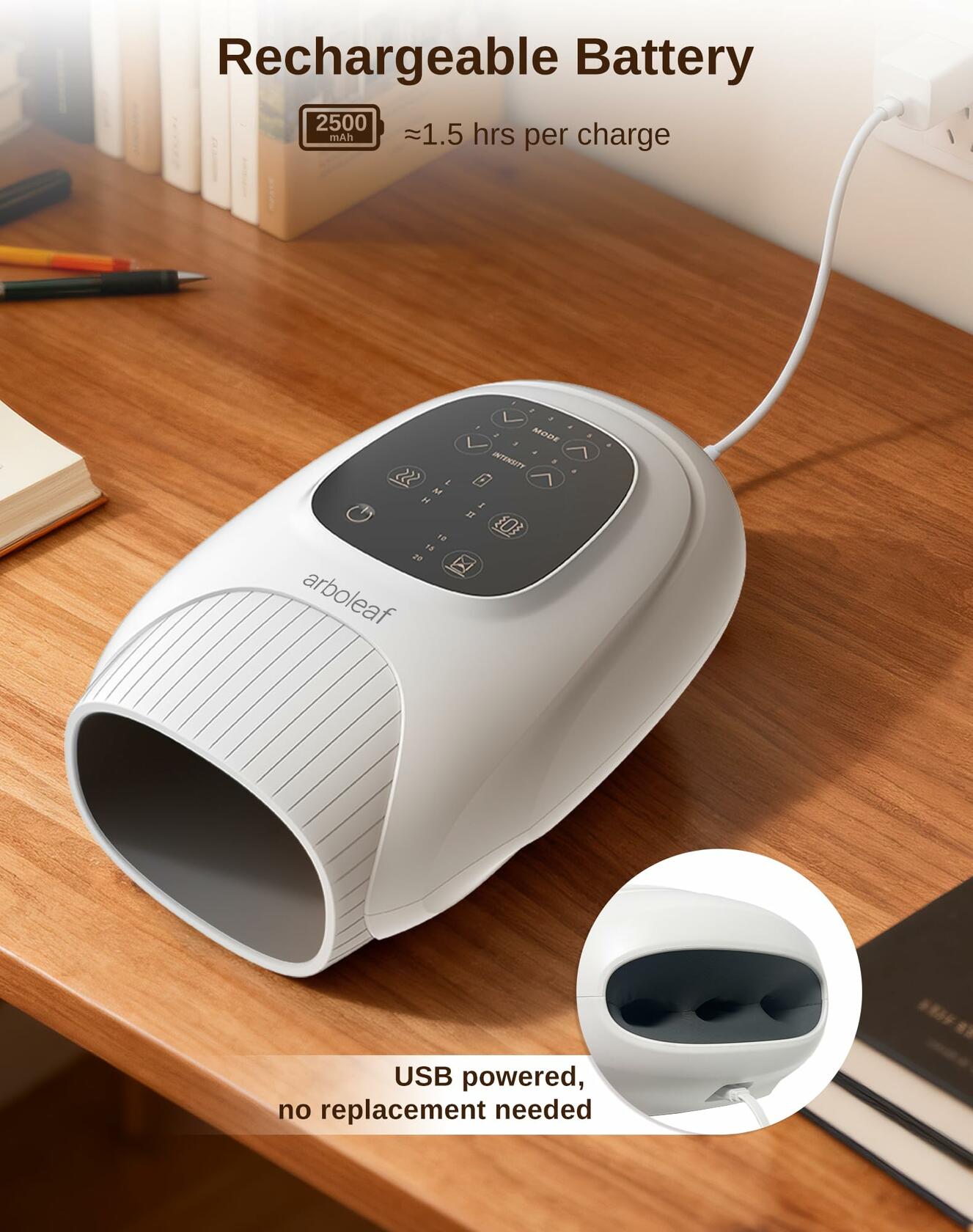 arboleaf Hand Massager with Heat and Compression, for Women Men Mom Dad, 6 Modes