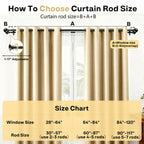 Adjustable Double Curtain Rods for Windows Set 30 to 57 Inch, Black Curtains Rod