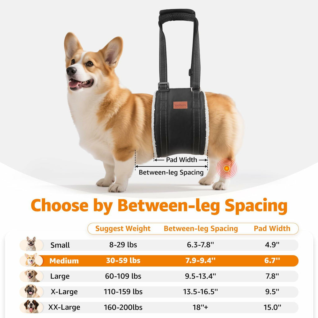 OPEN BOX - LOOBANI Portable Dog Sling for Back Legs, Hip Support Harness to Help