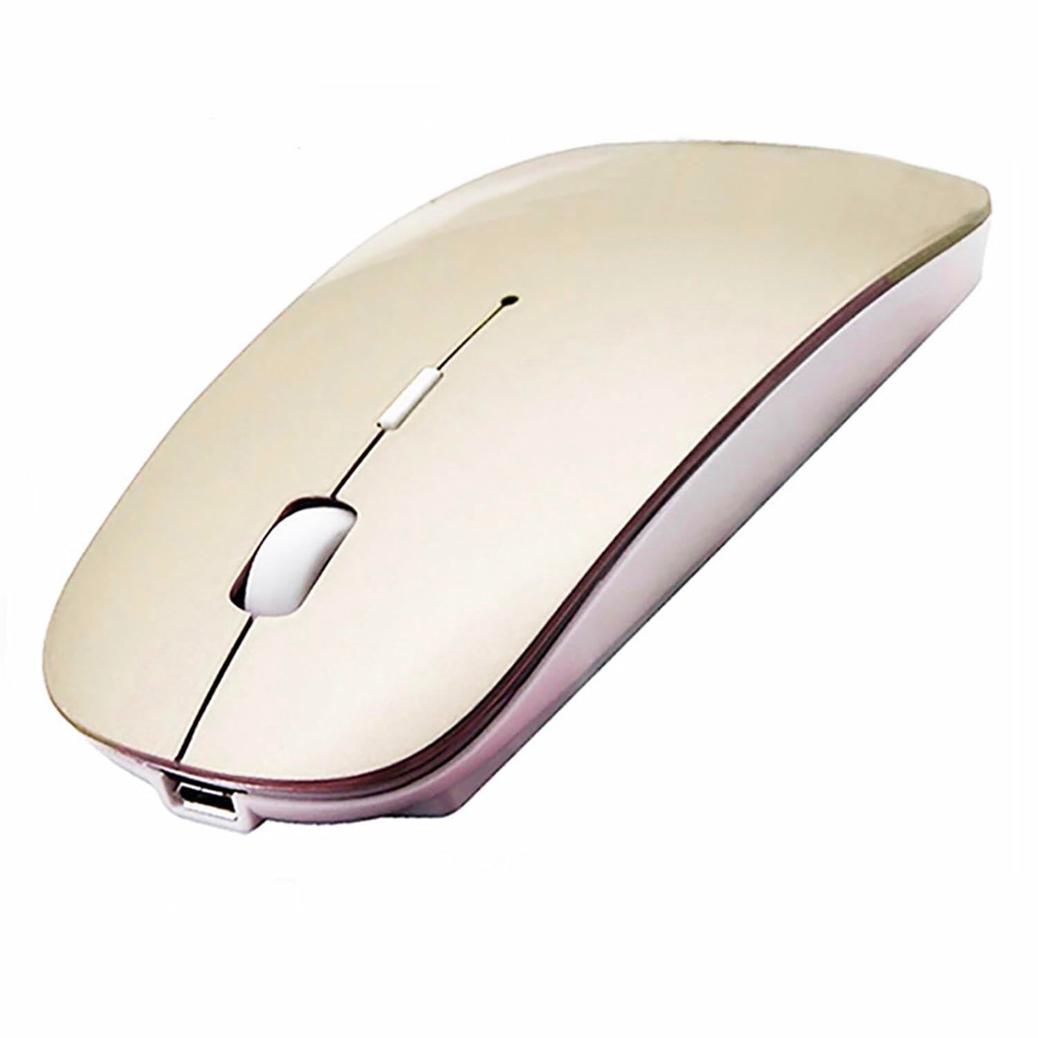 PeiBO Bluetooth 5.2 Wireless Mouse, Gold, Rechargeable, Ergonomic Design,