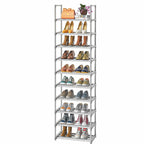 OYREL 10-Tier Metal Shoe Rack, Narrow Shoe Rack Organizer, Sturdy Shoe Shelf for