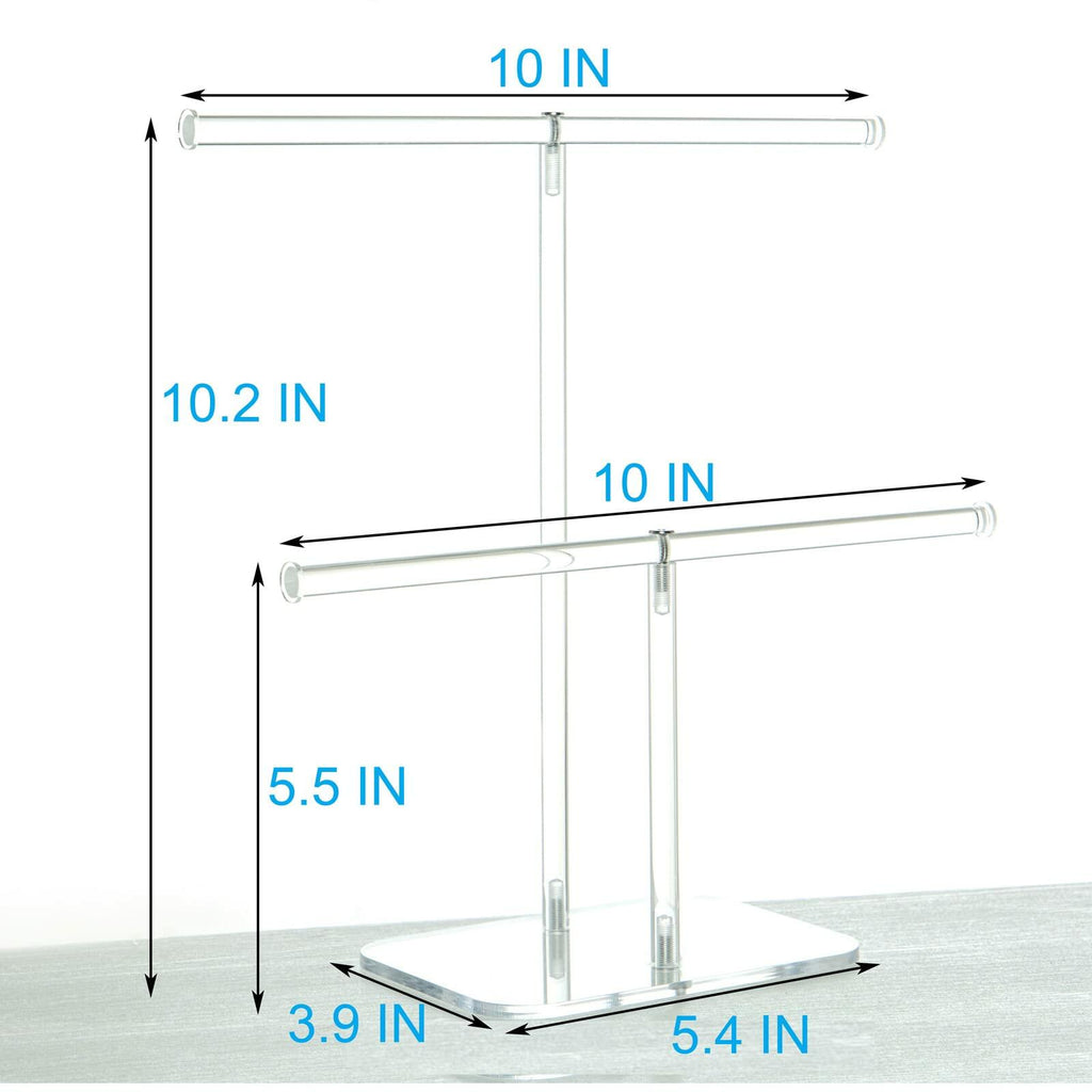lengnoyp Premium Jewelry Stand , Solid Clear 2-Tier Acrylic Jewelry Organizer